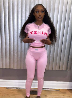 FYE Girl Pretty pink Patch legging set .