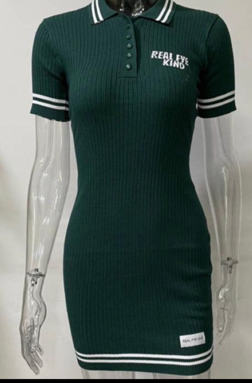 Varsity Green School Girl Logo Patched Dress